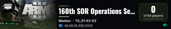 160th SOR Operations Server | www.160th.net live status badge