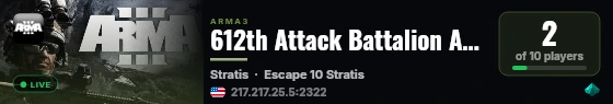 612th Attack Battalion Aux Server live status badge