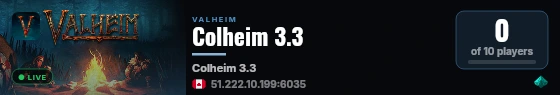 Colheim 3.3 live status badge