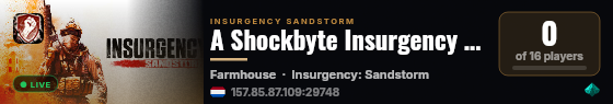 A Shockbyte Insurgency Sandstorm Server live status badge