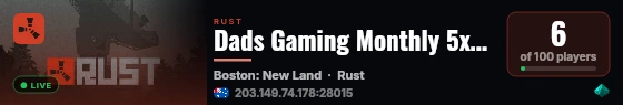 Dads Gaming Monthly 5x AU PvE - Raid Bases | Events | Kits | Sk live status badge