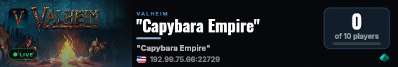 "Capybara Empire" live status badge