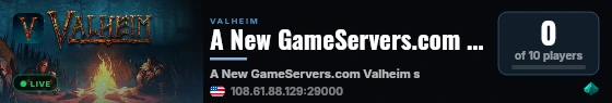 A New GameServers.com Valheim server is born! live status badge