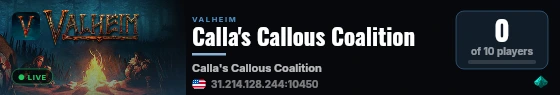 Calla's Callous Coalition live status badge
