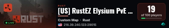[US] RustEZ Elysium PvE | Skills | Events | Challenges live status badge
