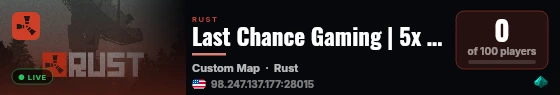 Last Chance Gaming | 5x | PVP | Bi-weekly | Modded live status badge