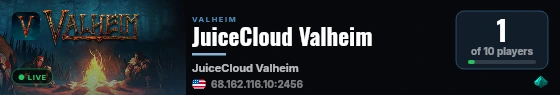 JuiceCloud Valheim live status badge
