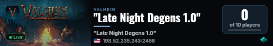 "Late Night Degens 1.0" live status badge