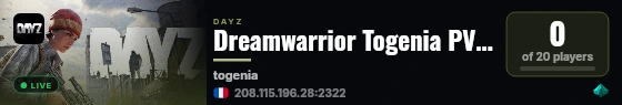 Dreamwarrior Togenia PVE Only live status badge