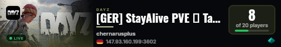 [GER] StayAlive PVE ★ Tactical AI ★ Heli-Ops ★ Traders live status badge