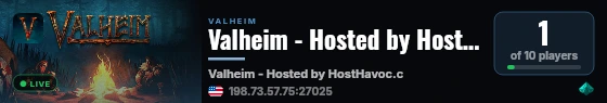 Valheim - Hosted by HostHavoc.com live status badge
