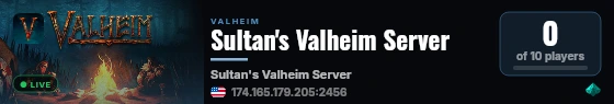 Sultan's Valheim Server live status badge