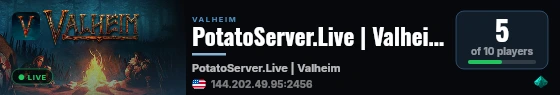 PotatoServer.Live | Valheim live status badge