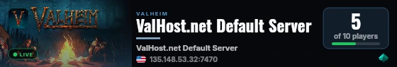 ValHost.net Default Server live status badge