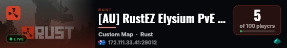 [AU] RustEZ Elysium PvE | Skills | Events | Challenges live status badge