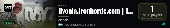 livonia.ironhorde.com | 1pp | VanillaLite | QuestChain | MapOve live status badge