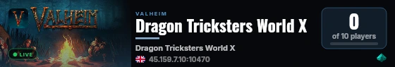 Dragon Tricksters World X live status badge