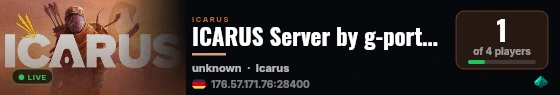 ICARUS Server by g-portal.com live status badge