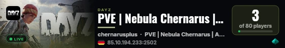 PVE | Nebula Chernarus | Ai | Custom Mods | MapLink live status badge