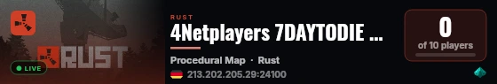 4Netplayers 7DAYTODIE PVE SERVEUR FULL NPCS FULL FUN EVENTS AND live status badge