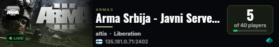 Arma Srbija - Javni Server - www.armasrbija.rs live status badge