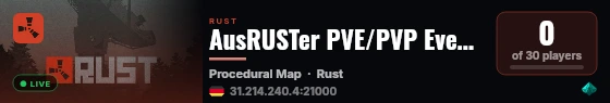 AusRUSTer PVE/PVP Event/Raidzeiten/50%upkeep live status badge