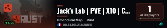Jack’s Lab | PVE | X10 | Chill | EU/FR live status badge
