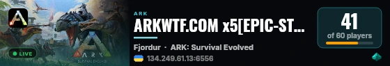 ARKWTF.COM x5[EPIC-STEAM]FJOR[SmallTribes]nowipe - (v361.7) live status badge