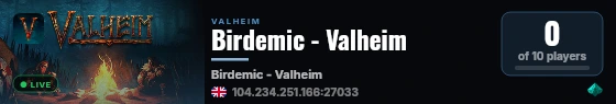 Birdemic - Valheim live status badge