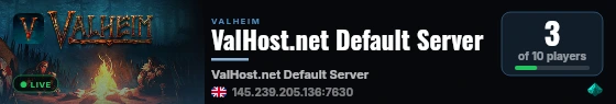 ValHost.net Default Server live status badge