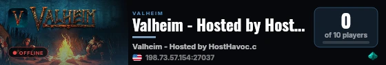 Valheim - Hosted by HostHavoc.com live status badge
