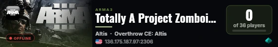 Totally A Project Zomboid Server live status badge