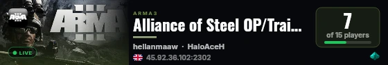 Alliance of Steel OP/Training server live status badge