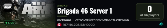 Brigada 46 Server 1 live status badge