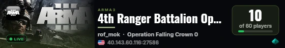 4th Ranger Battalion Operations Server live status badge