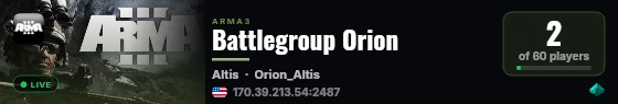 Battlegroup Orion live status badge