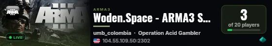 Woden.Space - ARMA3 Server live status badge