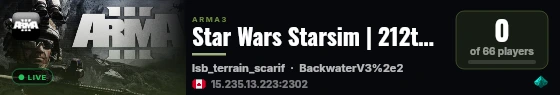 Star Wars Starsim | 212th Attack Battalion | Skirmish | Server live status badge