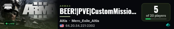 BEER!|PVE|CustomMissions|FutureWar|SciFi|Exile|VG|BaseSpawns live status badge