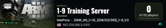 1-9 Training Server live status badge