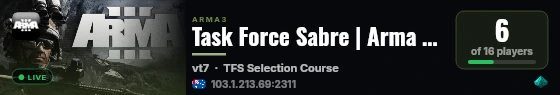 Task Force Sabre | Arma 3 Realism live status badge