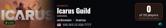 Icarus Guild live status badge