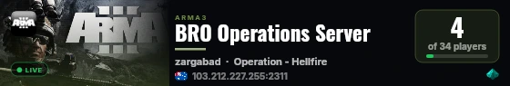 BRO Operations Server live status badge