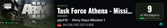 Task Force Athena - Mission Server live status badge