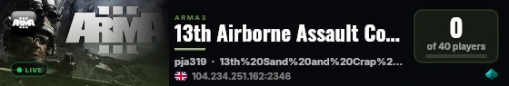 13th Airborne Assault Company Main Server live status badge