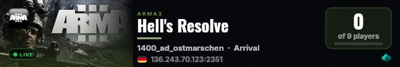 Hell's Resolve live status badge