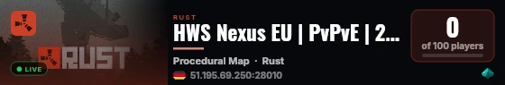 HWS Nexus EU | PvPvE | 2x | Max 16 | Wiped 02-07 live status badge