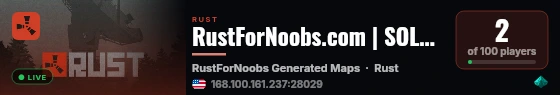 RustForNoobs.com | SOLO ONLY | Monthly | EU live status badge