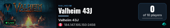 Valheim 43J live status badge