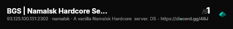 BGS | Namalsk Hardcore Server live status badge